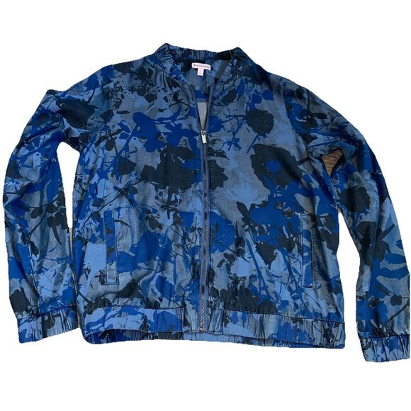 Juicy Couture Jackets & Blazers - Juicy Couture Jacket Womens Small Floral Blue Full Zip Collared Lyocell Pockets